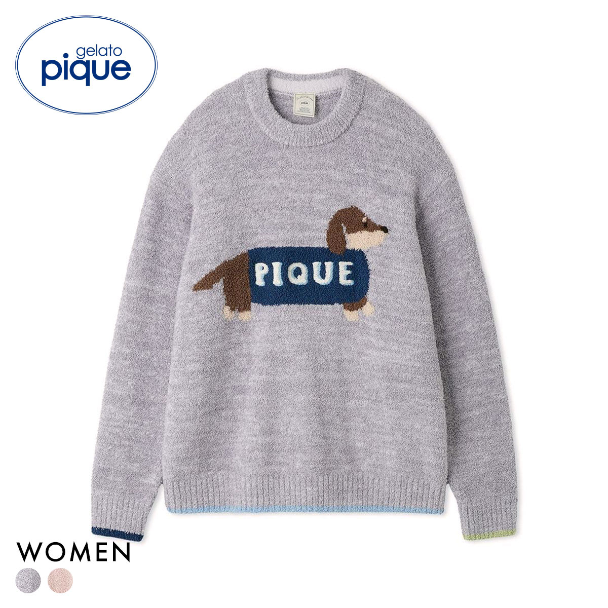 ジェラートピケ レディース ベビモコダックスフンドジャガードプルオーバー ジェラピケ パジャマ gelato pique(GY-グレー-Free)