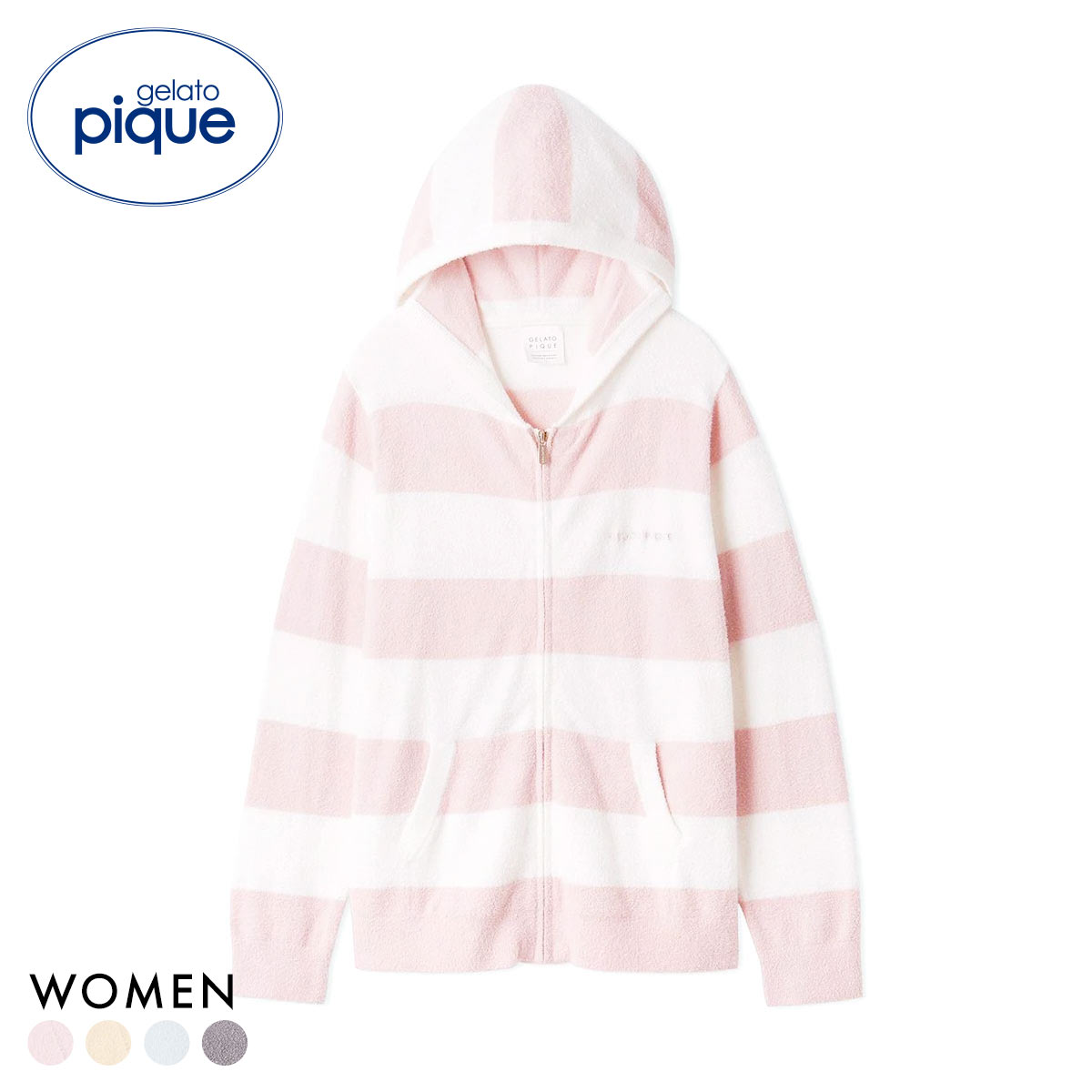 ジェラートピケ レディース スムーズィー2ボーダーパーカ ジェラピケ ルームウェア gelato pique