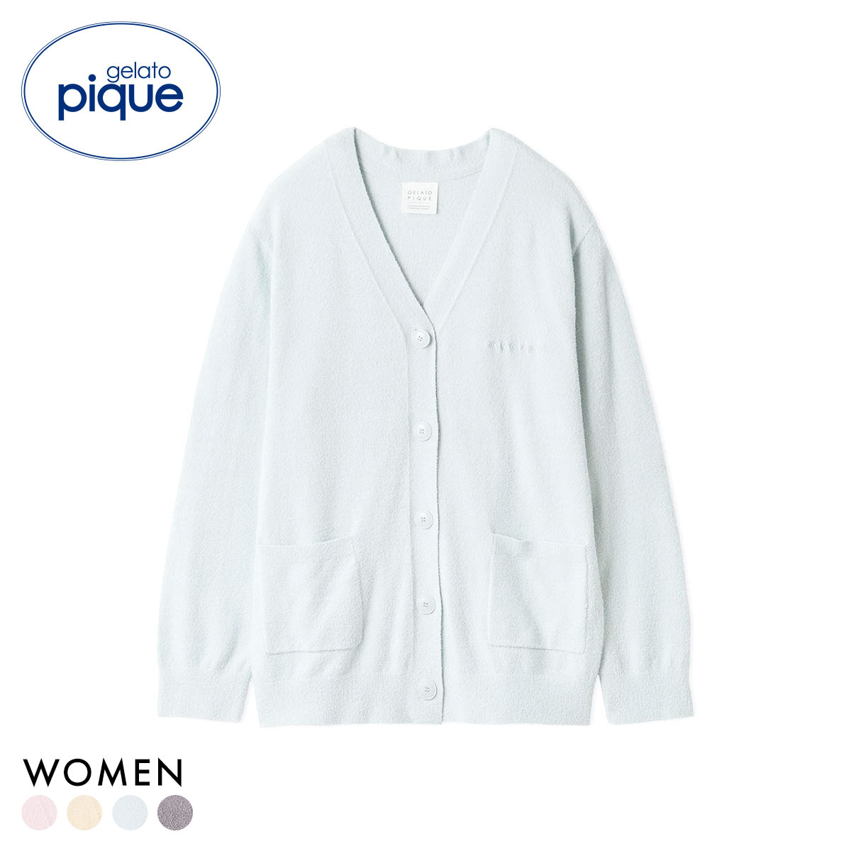 ジェラートピケ レディース スムーズィーカーディガン ジェラピケ パジャマ ルームウェア gelato pique(BU-ブルー-Free)