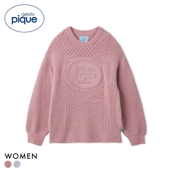 ジェラートピケ レディース Valentine アランプルオーバー ジェラピケ パジャマ ルームウェア gelato pique バレンタイン(PI-ピンク-Free)