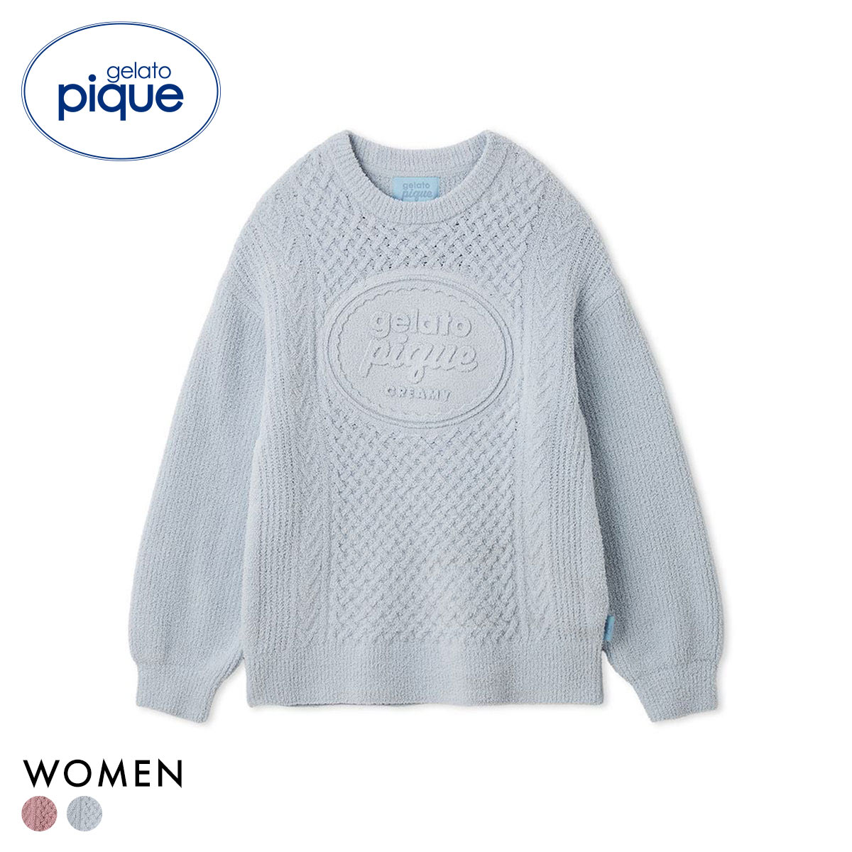 ジェラートピケ レディース Valentine アランプルオーバー ジェラピケ パジャマ ルームウェア gelato pique バレンタイン(BU-ブルー-Free)