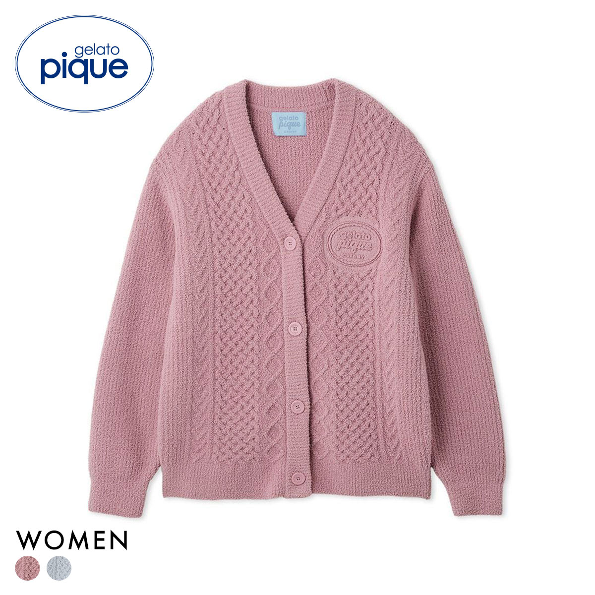 ジェラートピケ レディース Valentine アランカーディガン ジェラピケ パジャマ ルームウェア gelato pique バレンタイン(PI-ピンク-Free)