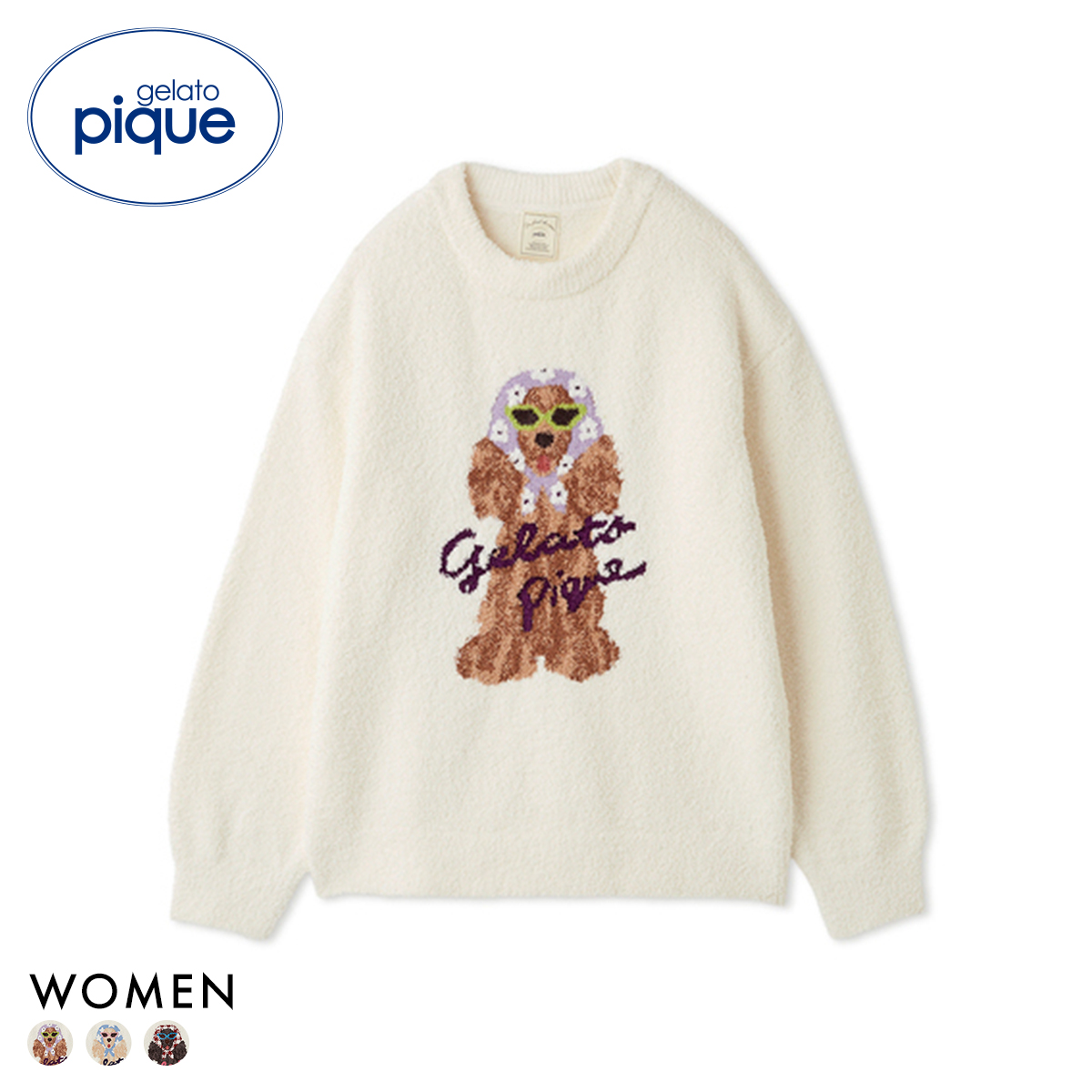 ジェラートピケ レディース スカーフDOG ジャガードプルオーバー ジェラピケ パジャマ ルームウェア gelato pique