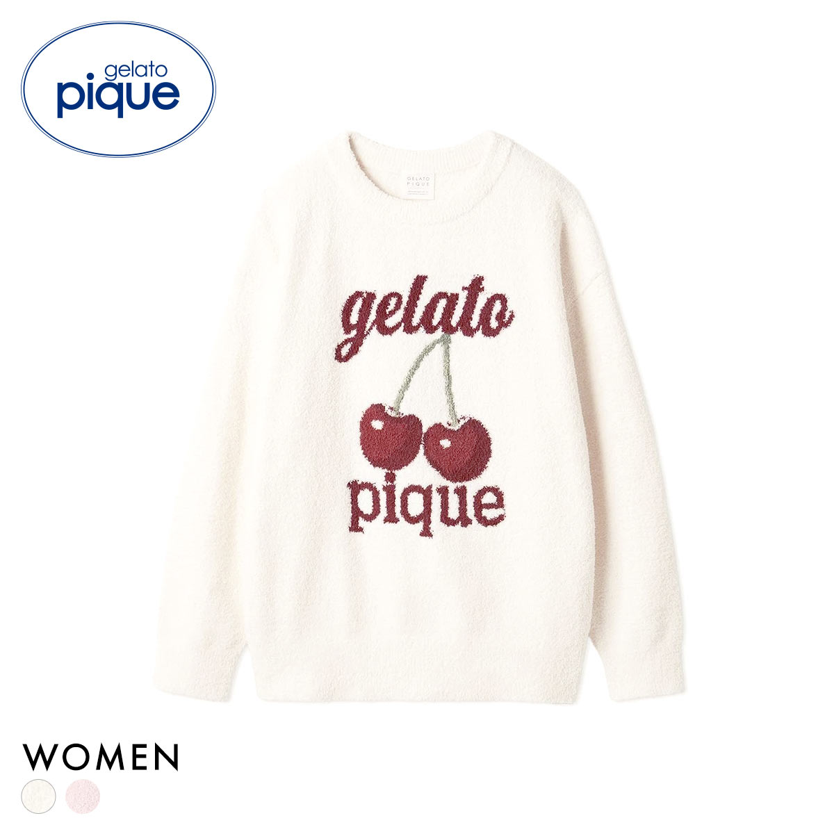 ジェラートピケ レディース ベビモコチェリージャガードプルオーバー ジェラピケ パジャマ ルームウェア gelato pique(OW-オフホワイト-Free)