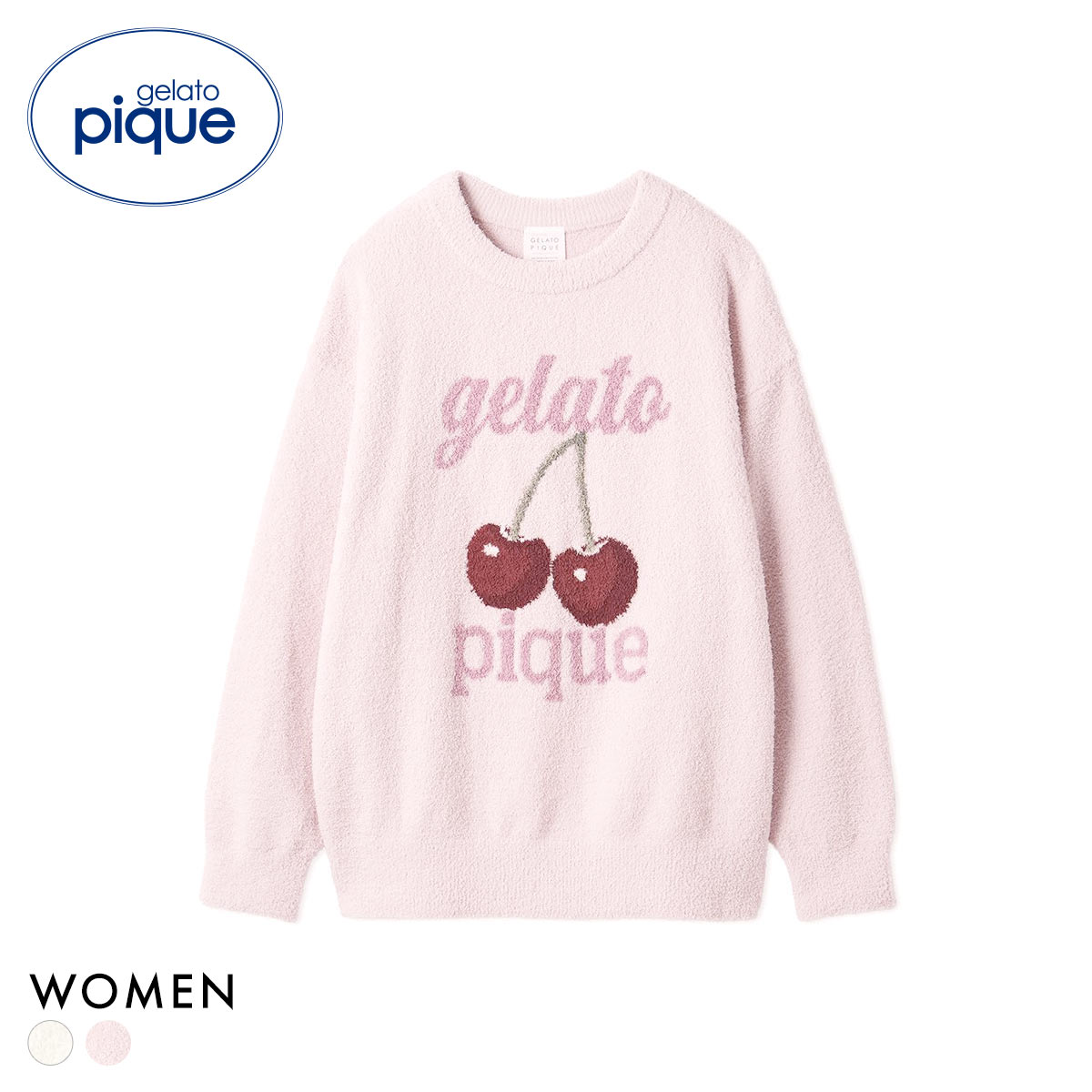 ジェラートピケ レディース ベビモコチェリージャガードプルオーバー ジェラピケ パジャマ ルームウェア gelato pique(PI-ピンク-Free)