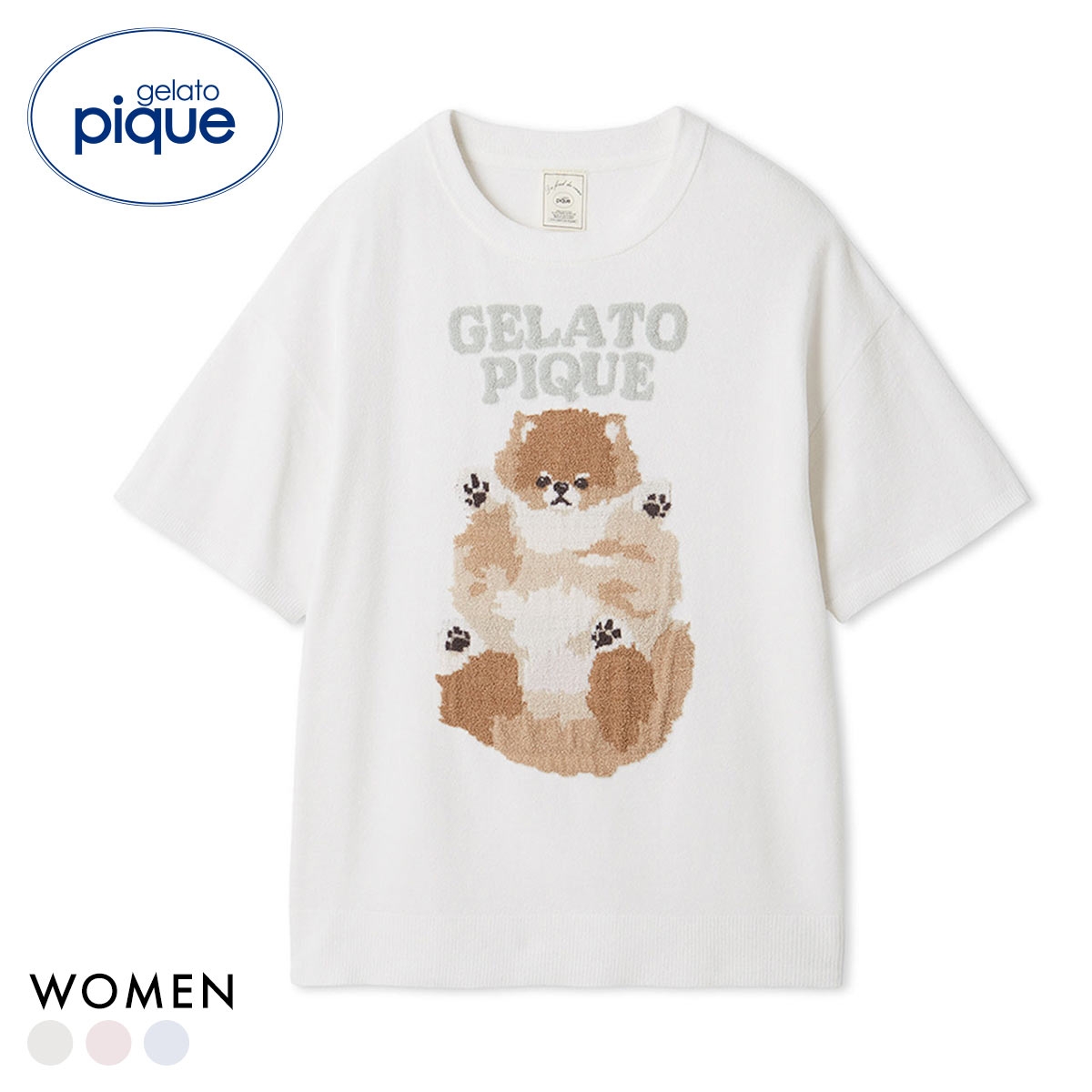 ジェラートピケ レディース ドッグジャガードプルオーバー ジェラピケ パジャマ ルームウェア gelato pique(CR-クリーム-Free)