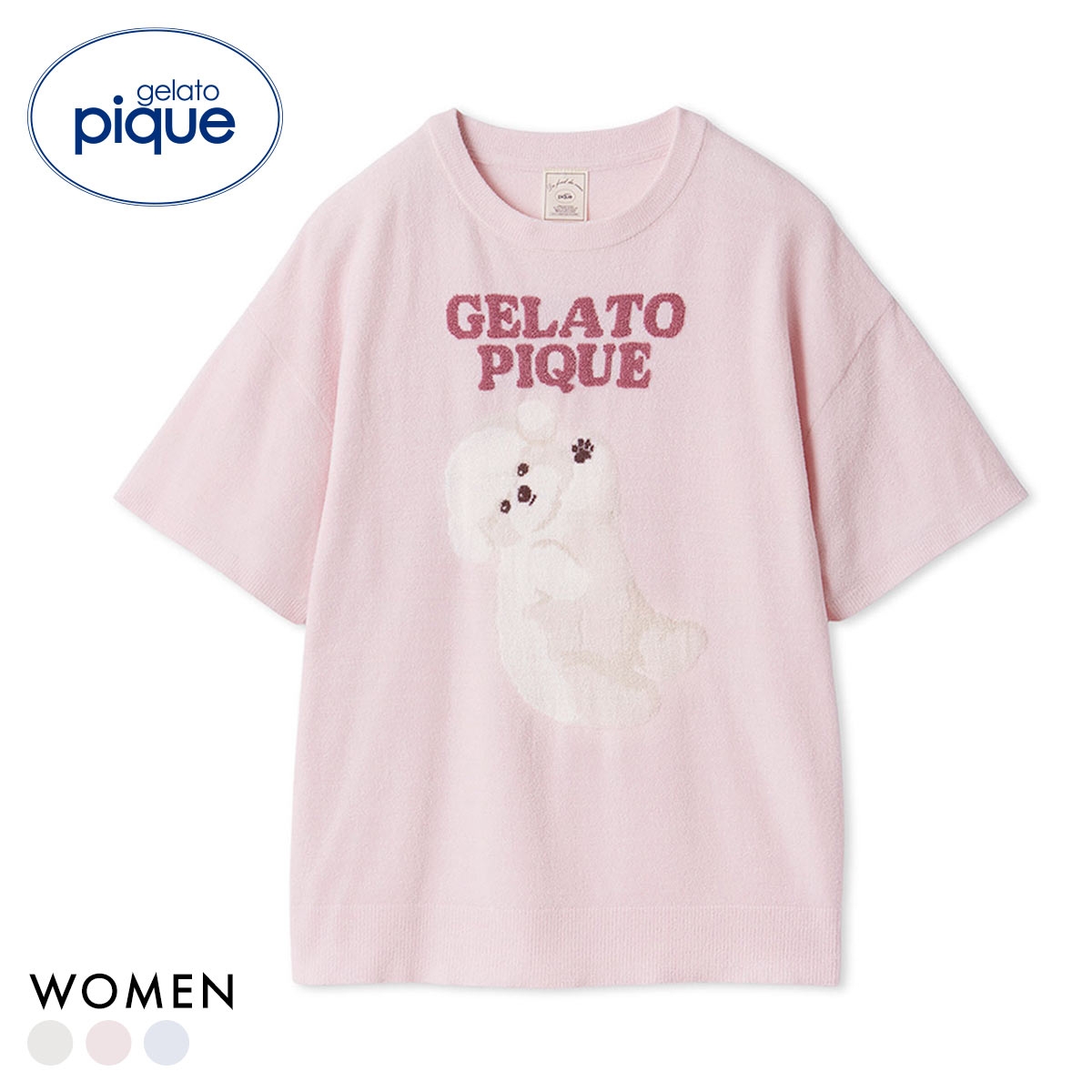 ジェラートピケ レディース ドッグジャガードプルオーバー ジェラピケ パジャマ ルームウェア gelato pique(LPI-薄ピンク-Free)