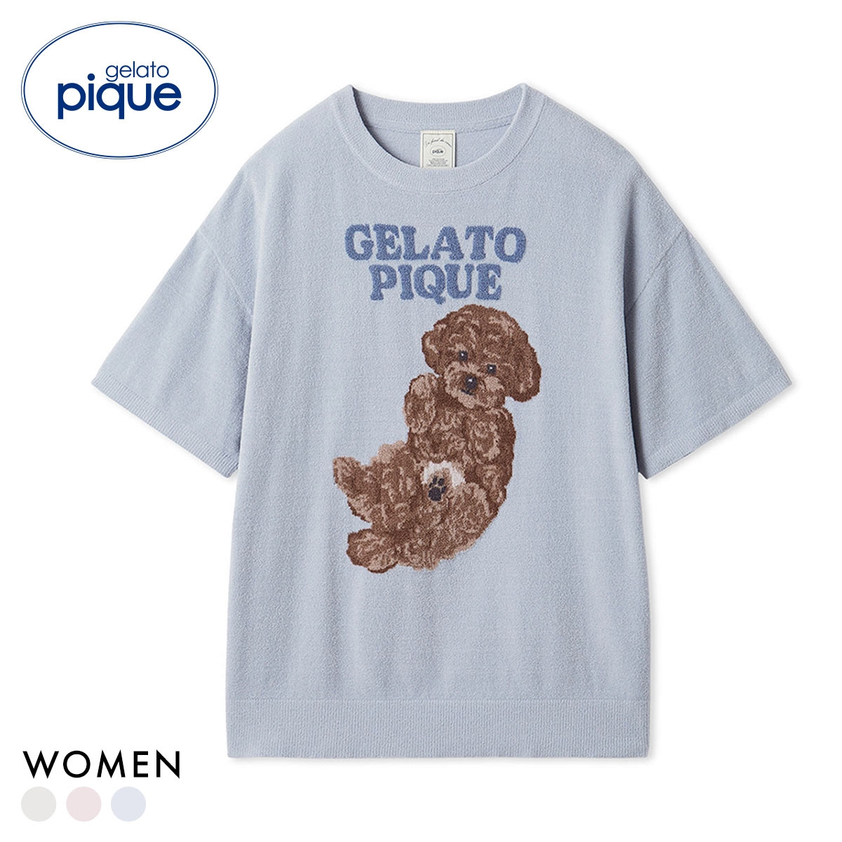 ジェラートピケ レディース ドッグジャガードプルオーバー ジェラピケ パジャマ ルームウェア gelato pique(BU-ブルー-Free)