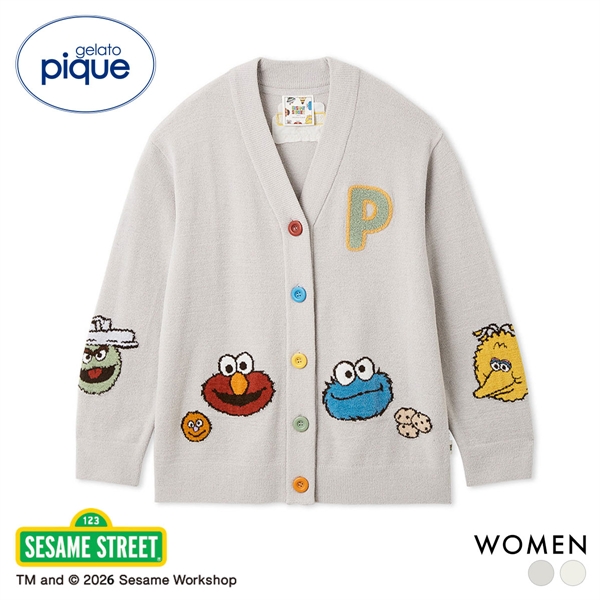 ジェラートピケ レディース SESAME STREET エアリーモコアップリケカーディガン ジェラピケ セサミストリート gelato pique