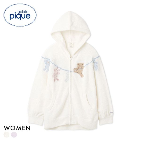 ジェラートピケ レディース エアリーモコウォッシングアニマルジャガードパーカ ジェラピケ パジャマ ルームウェア gelato pique