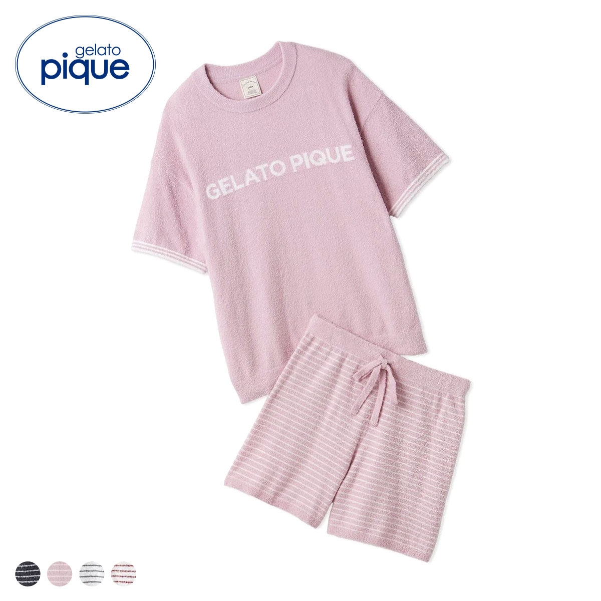 ジェラートピケ レディース スムーズィーロゴジャガードプルオーバー＆ショートパンツセット 上下セット ジェラピケ(PI-ピンク-Free)