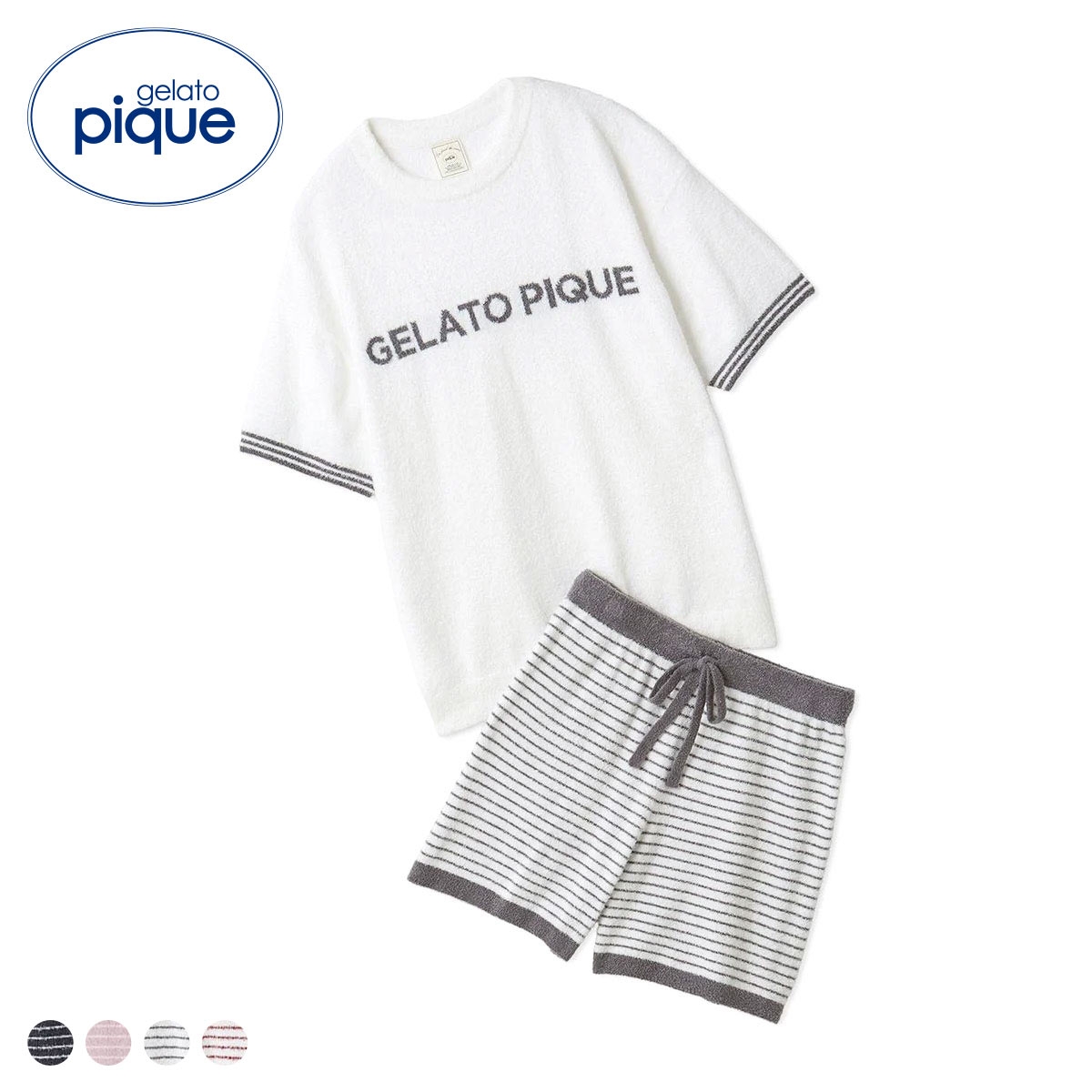 ジェラートピケ レディース スムーズィーロゴジャガードプルオーバー＆ショートパンツセット 上下セット ジェラピケ(GY-グレー-Free)