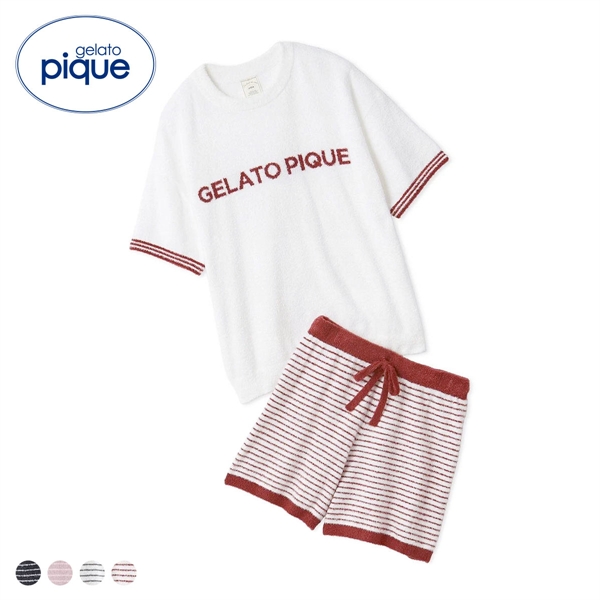 ジェラートピケ レディース スムーズィーロゴジャガードプルオーバー＆ショートパンツセット 上下セット ジェラピケ