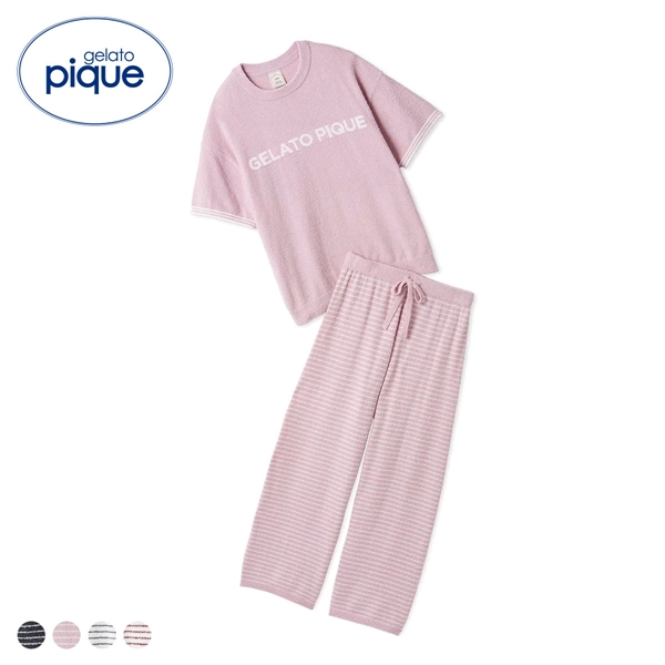 ジェラートピケ レディース スムーズィーロゴジャガードプルオーバー＆ロングパンツセット 上下セット ジェラピケ