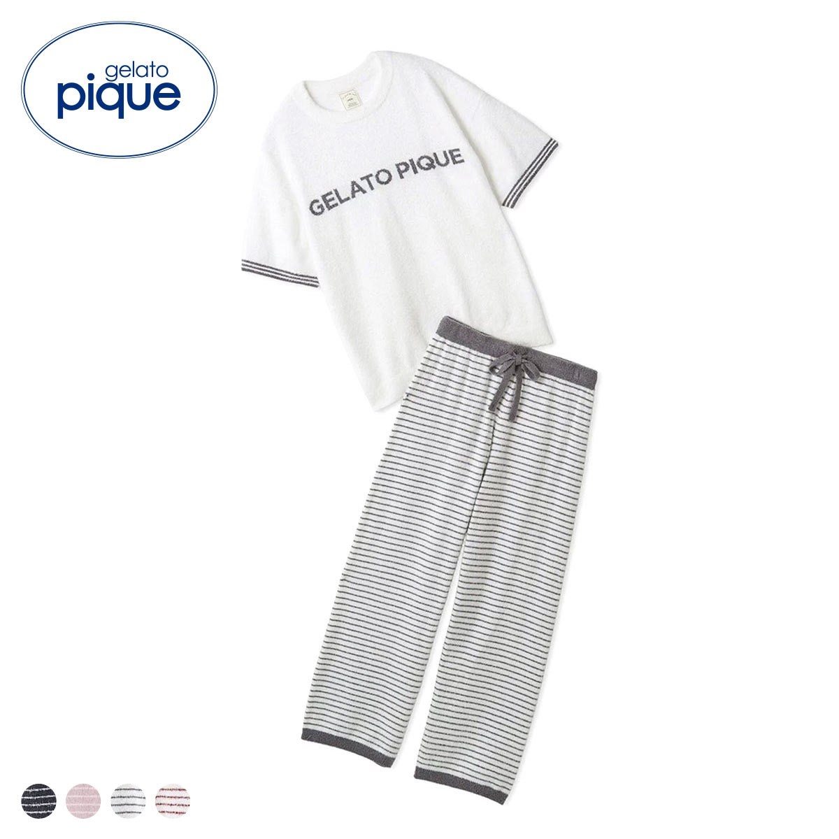 ジェラートピケ レディース スムーズィーロゴジャガードプルオーバー＆ロングパンツセット 上下セット ジェラピケ(GY-グレー-Free)