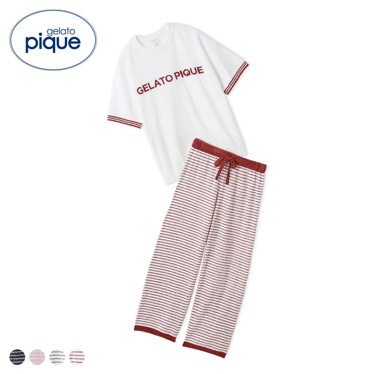 ジェラートピケ レディース スムーズィーロゴジャガードプルオーバー＆ロングパンツセット 上下セット ジェラピケ(RE-レッド-Free)