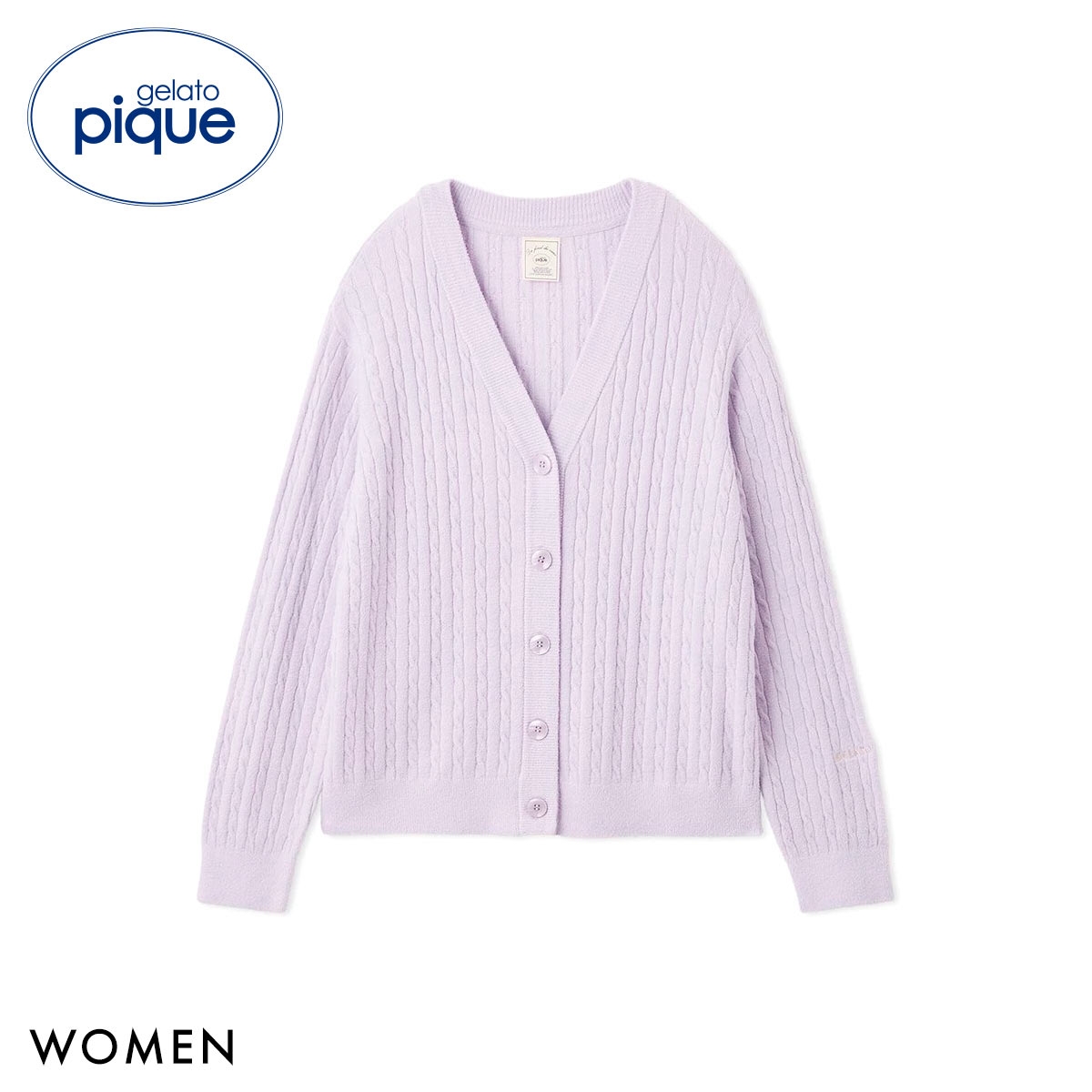 ジェラートピケ レディース スムーズィーliteアランカーディガン ジェラピケ パジャマ ルームウェア gelato pique(LV-ラベンダー-Free)