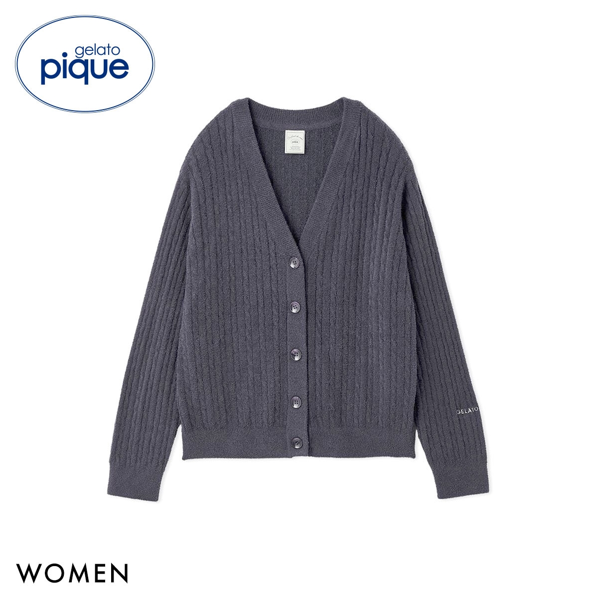ジェラートピケ レディース スムーズィーliteアランカーディガン ジェラピケ パジャマ ルームウェア gelato pique(NV-ネイビー-Free)