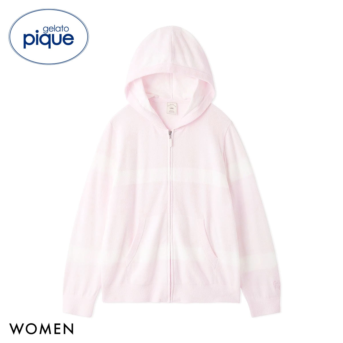 ジェラートピケ レディース スムーズィーliteグラデーションボーダーパーカ ジェラピケ パジャマ ルームウェア gelato pique(PI-ピンク-Free)