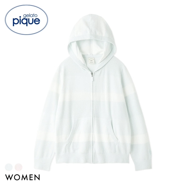 ジェラートピケ レディース スムーズィーliteグラデーションボーダーパーカ ジェラピケ パジャマ ルームウェア gelato pique