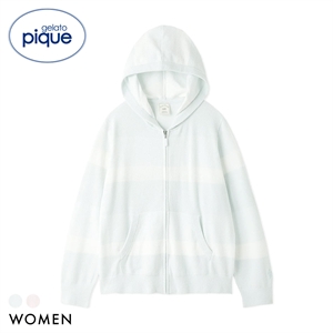 ジェラートピケ レディース スムーズィーliteグラデーションボーダーパーカ ジェラピケ パジャマ ルームウェア gelato pique