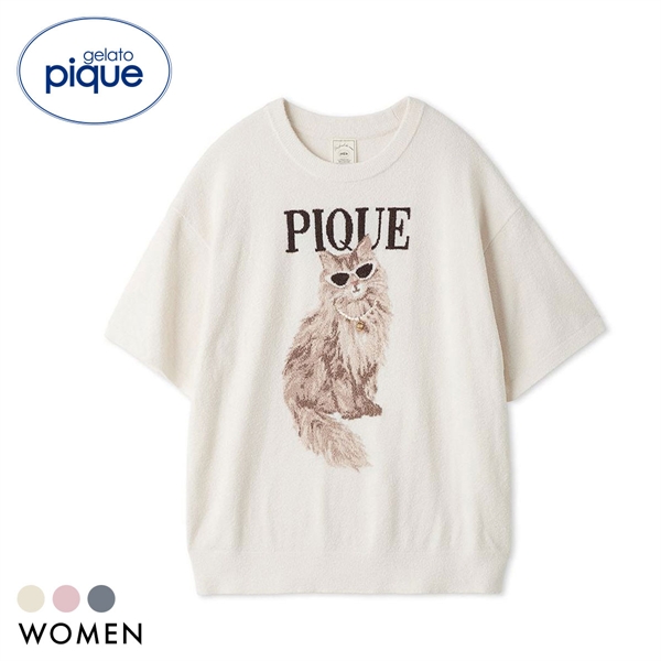 ジェラートピケ レディース ファッションCATS&DOGSジャガードプルオーバー ジェラピケ パジャマ ルームウェア gelato pique