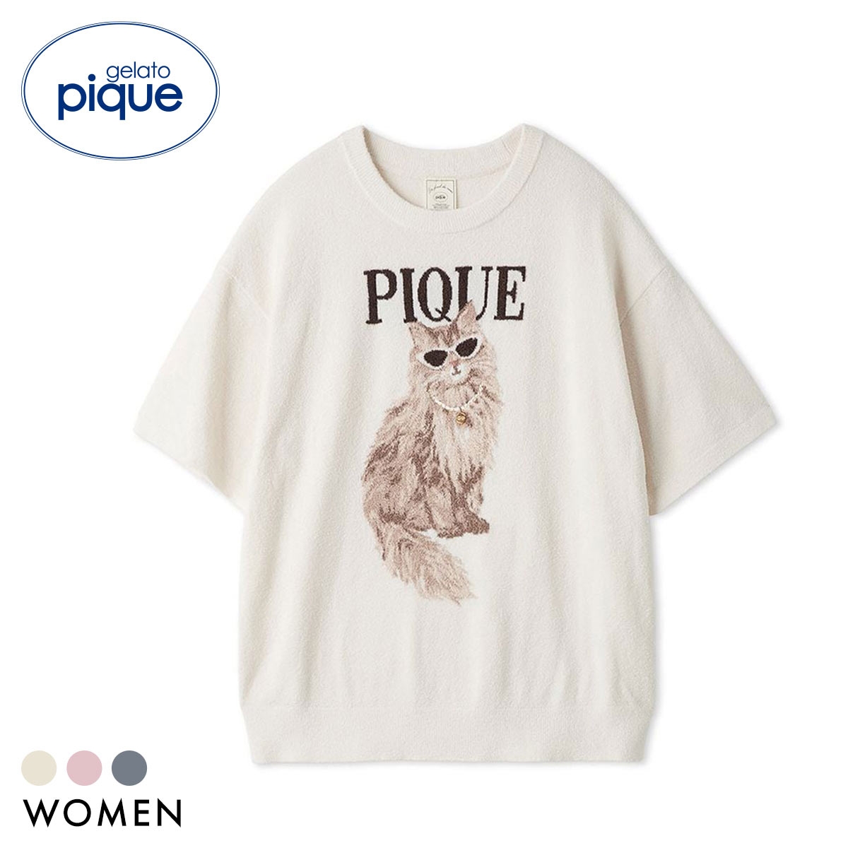ジェラートピケ レディース ファッションCATS&DOGSジャガードプルオーバー ジェラピケ パジャマ ルームウェア gelato pique