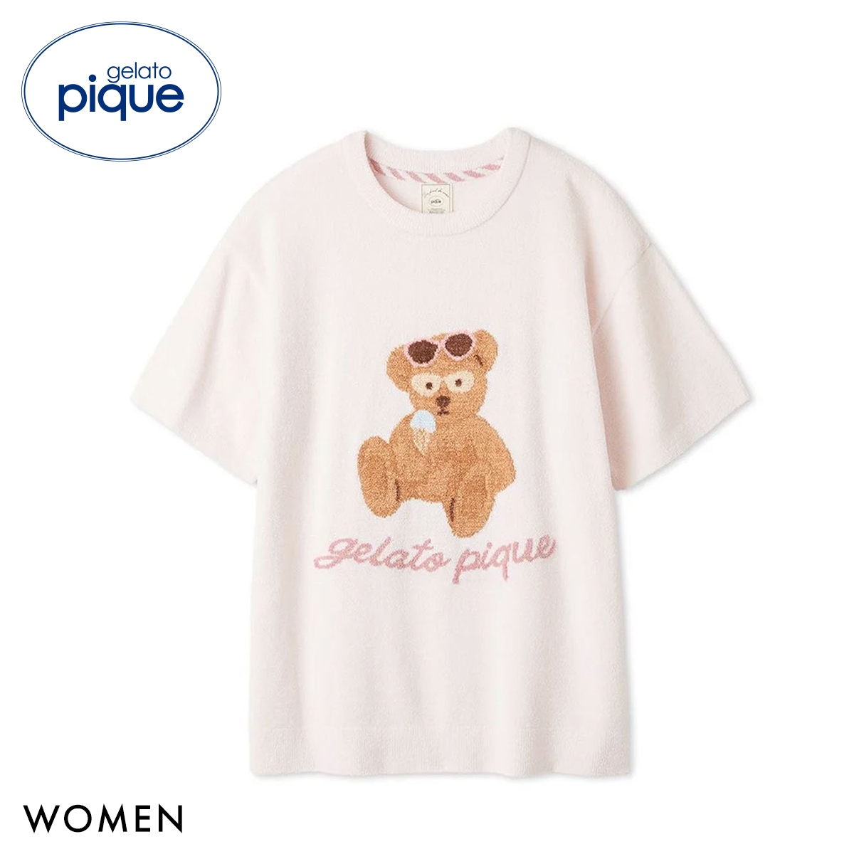 ジェラートピケ レディース サマーベアジャガードプルオーバー ジェラピケ パジャマ ルームウェア gelato pique(PI-ピンク-Free)