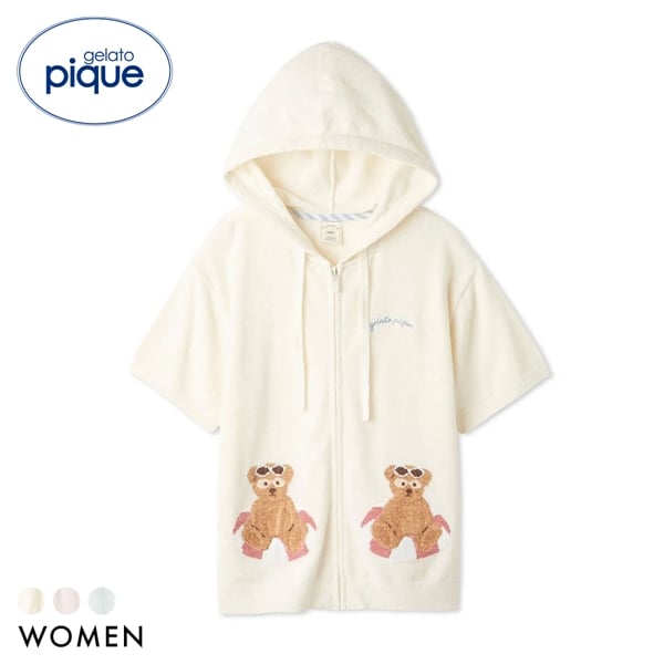 ジェラートピケ レディース サマーベアジャガード半袖パーカ ジェラピケ パジャマ ルームウェア gelato pique