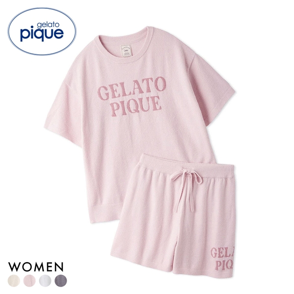 ジェラートピケ レディース スムーズィーロゴジャガードプルオーバー＆ショートパンツセット 上下セット ジェラピケ gelato pique