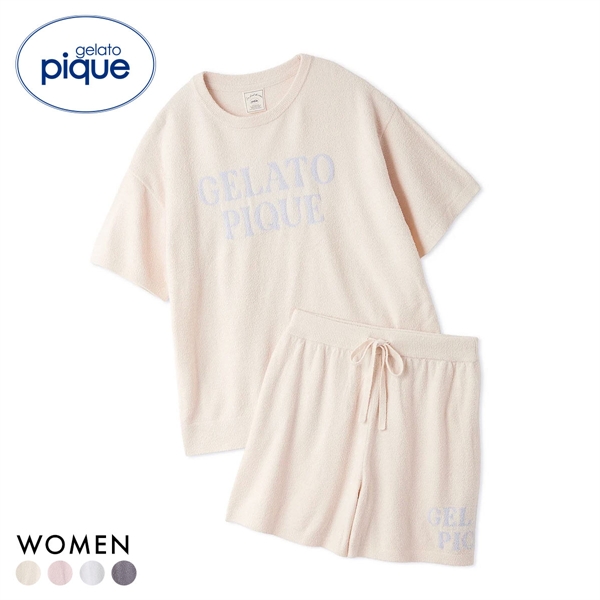 ジェラートピケ レディース スムーズィーロゴジャガードプルオーバー＆ショートパンツセット 上下セット ジェラピケ gelato pique