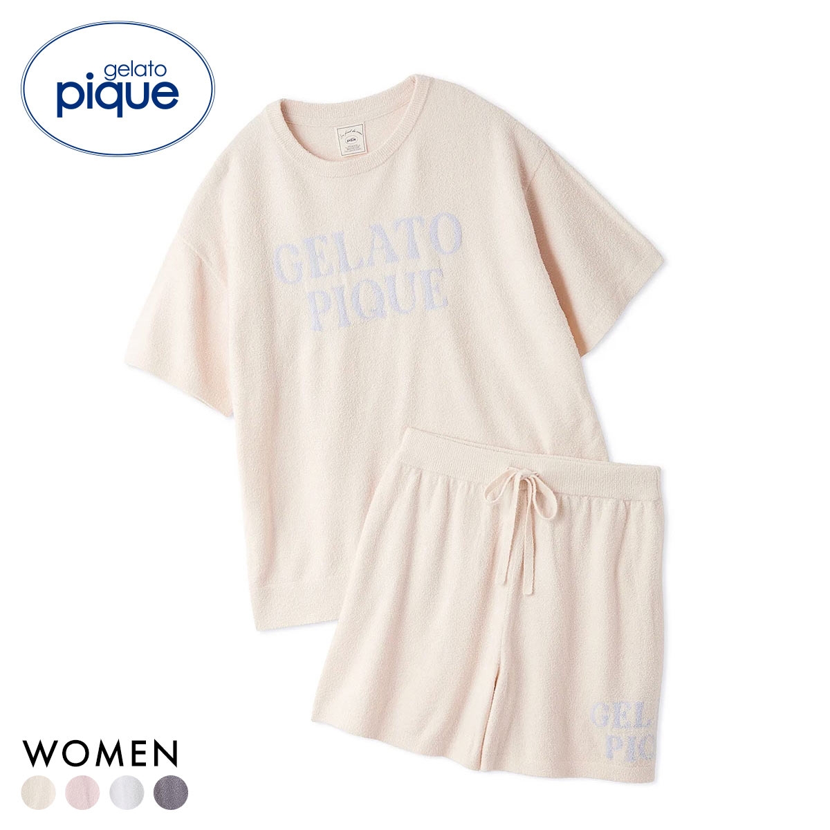 ジェラートピケ レディース スムーズィーロゴジャガードプルオーバー＆ショートパンツセット 上下セット ジェラピケ gelato pique