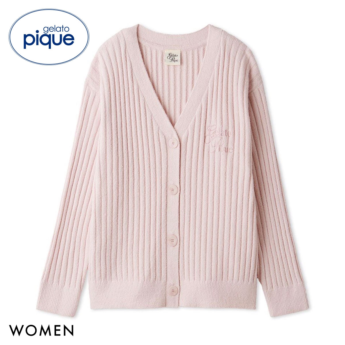 ジェラートピケ レディース 母の日 リブカーディガン ジェラピケ パジャマ ルームウェア gelato pique(PI-ピンク-Free)