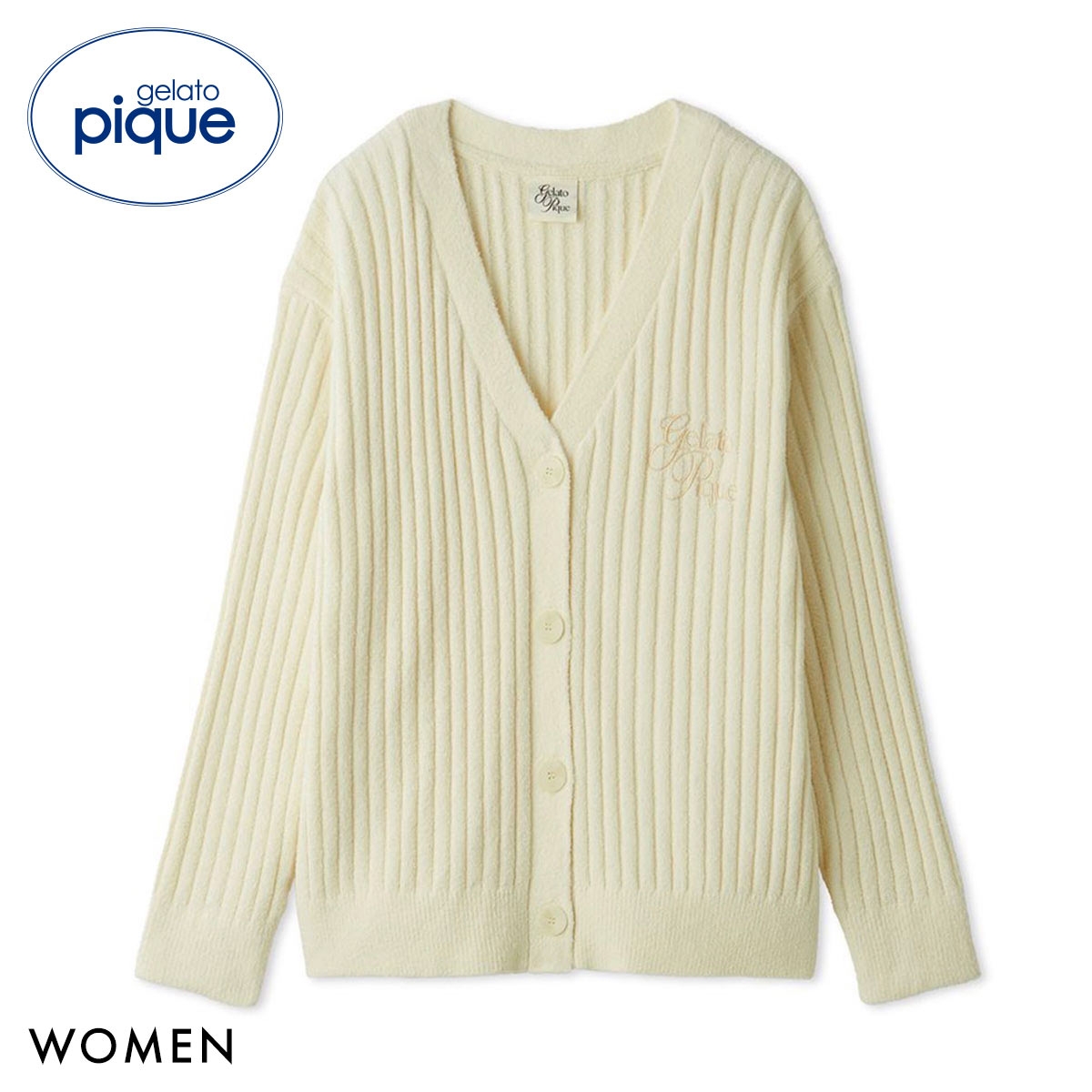 ジェラートピケ レディース 母の日 リブカーディガン ジェラピケ パジャマ ルームウェア gelato pique(YE-イエロー-Free)