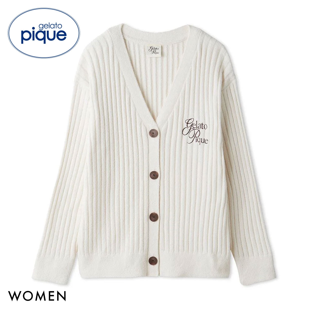 ジェラートピケ レディース 母の日 リブカーディガン ジェラピケ パジャマ ルームウェア gelato pique(OW-オフホワイト-Free)