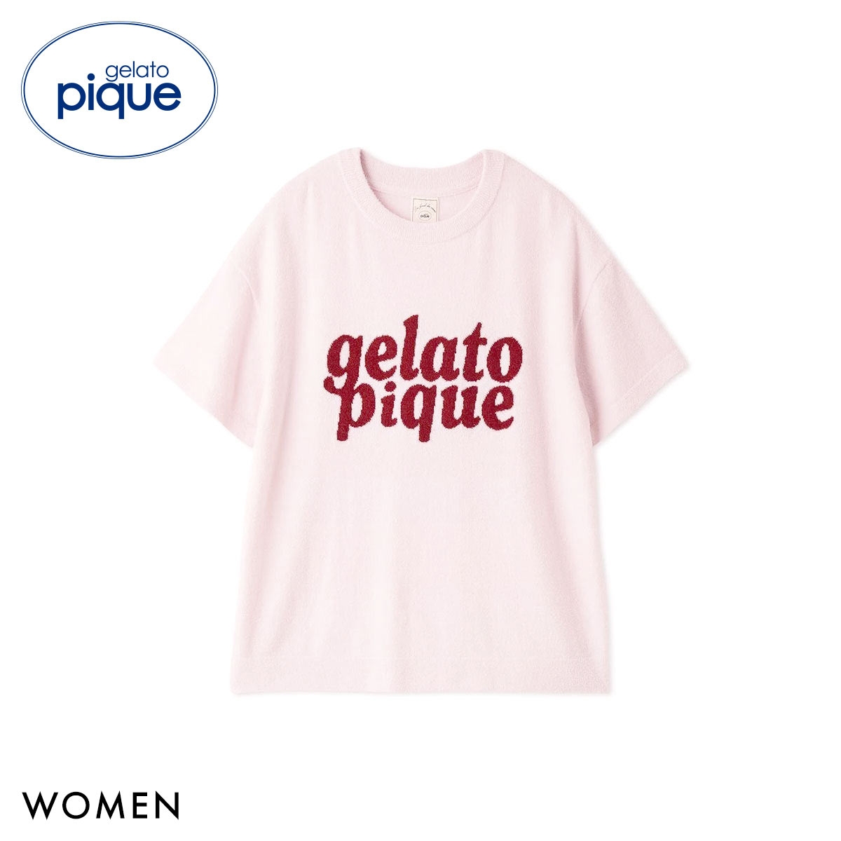 ジェラートピケ レディース スムーズィーロゴジャガード半袖プルオーバー ジェラピケ パジャマ ルームウェア gelato pique(PI-ピンク-Free)
