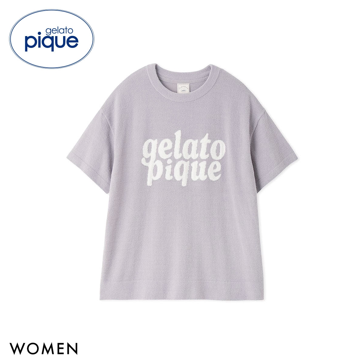 ジェラートピケ レディース スムーズィーロゴジャガード半袖プルオーバー ジェラピケ パジャマ ルームウェア gelato pique(GY-グレー-Free)