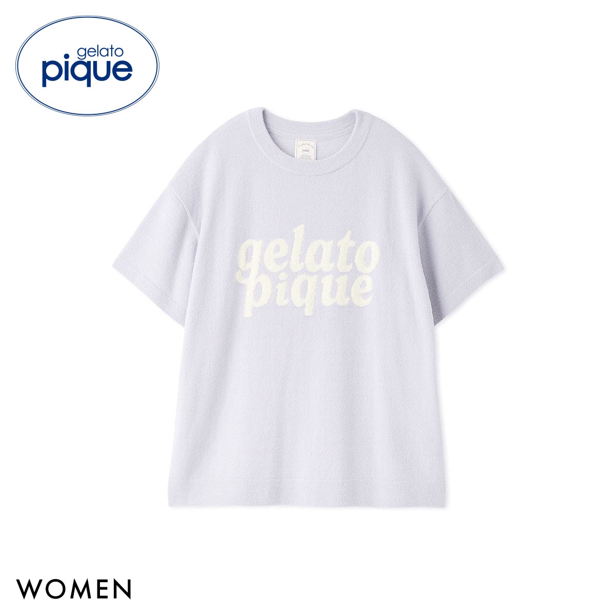 ジェラートピケ レディース スムーズィーロゴジャガード半袖プルオーバー ジェラピケ パジャマ ルームウェア gelato pique(BU-ブルー-Free)