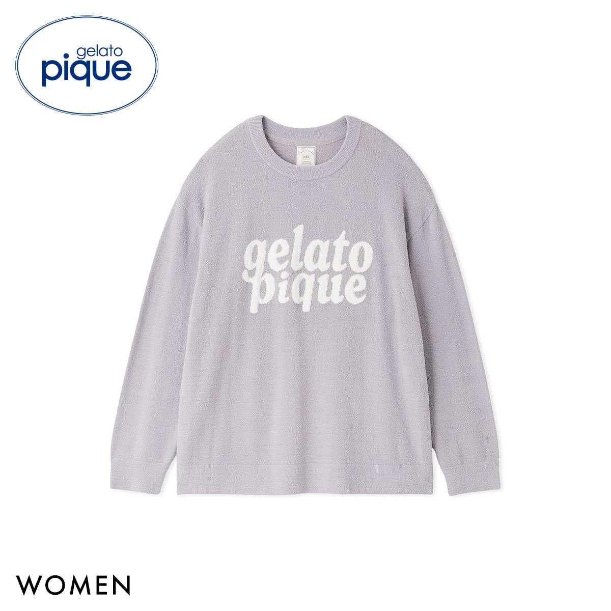 ジェラートピケ レディース スムーズィーロゴジャガード長袖プルオーバー ジェラピケ ルームウェア gelato pique(GY-グレー-Free)