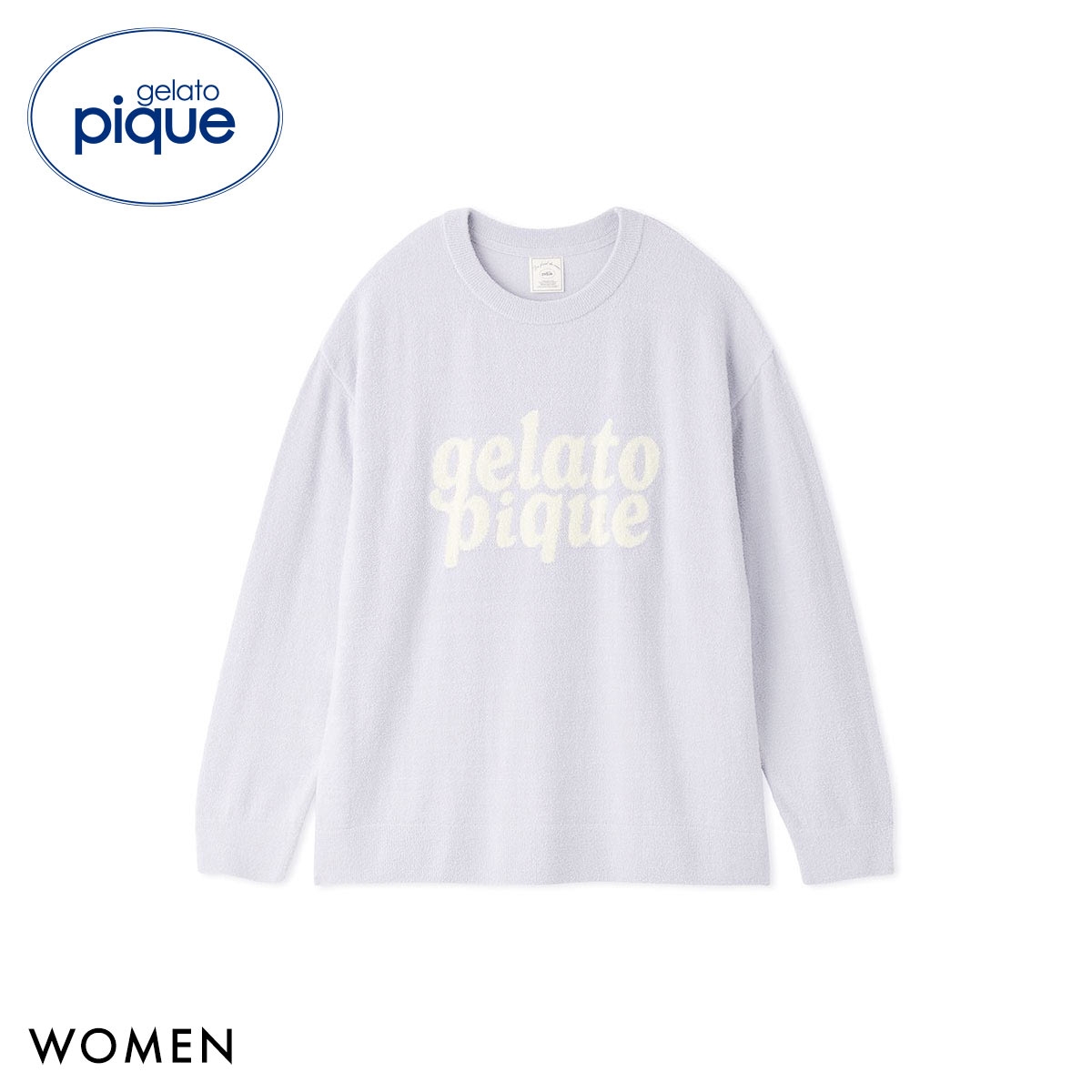 ジェラートピケ レディース スムーズィーロゴジャガード長袖プルオーバー ジェラピケ ルームウェア gelato pique(BU-ブルー-Free)