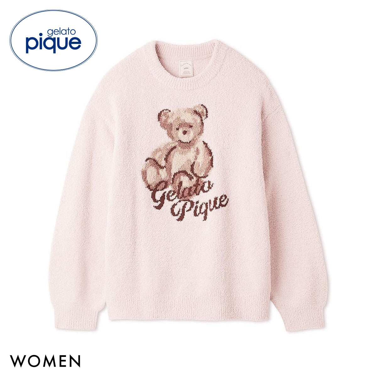 ジェラートピケ レディース ベビモコベアジャガードプルオーバー ジェラピケ パジャマ ルームウェア gelato pique(PI-ピンク-Free)