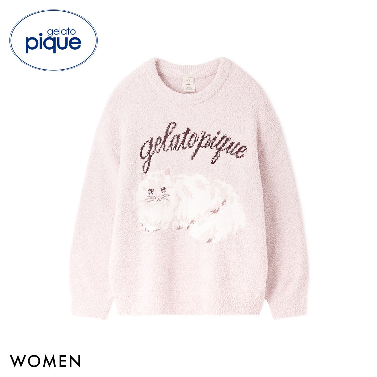 ジェラートピケ レディース ベビモコキャットジャガードプルオーバー ジェラピケ パジャマ ルームウェア gelato pique(PI-ピンク-Free)