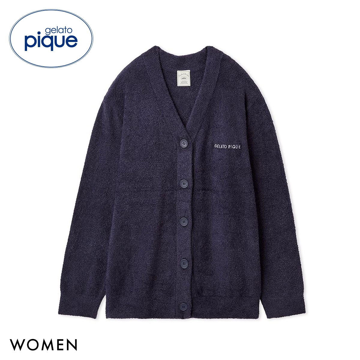 ジェラートピケ レディース IFMC. スムーズィーカーディガン ジェラピケ ルームウェア gelato pique(NV-ネイビー-Free)