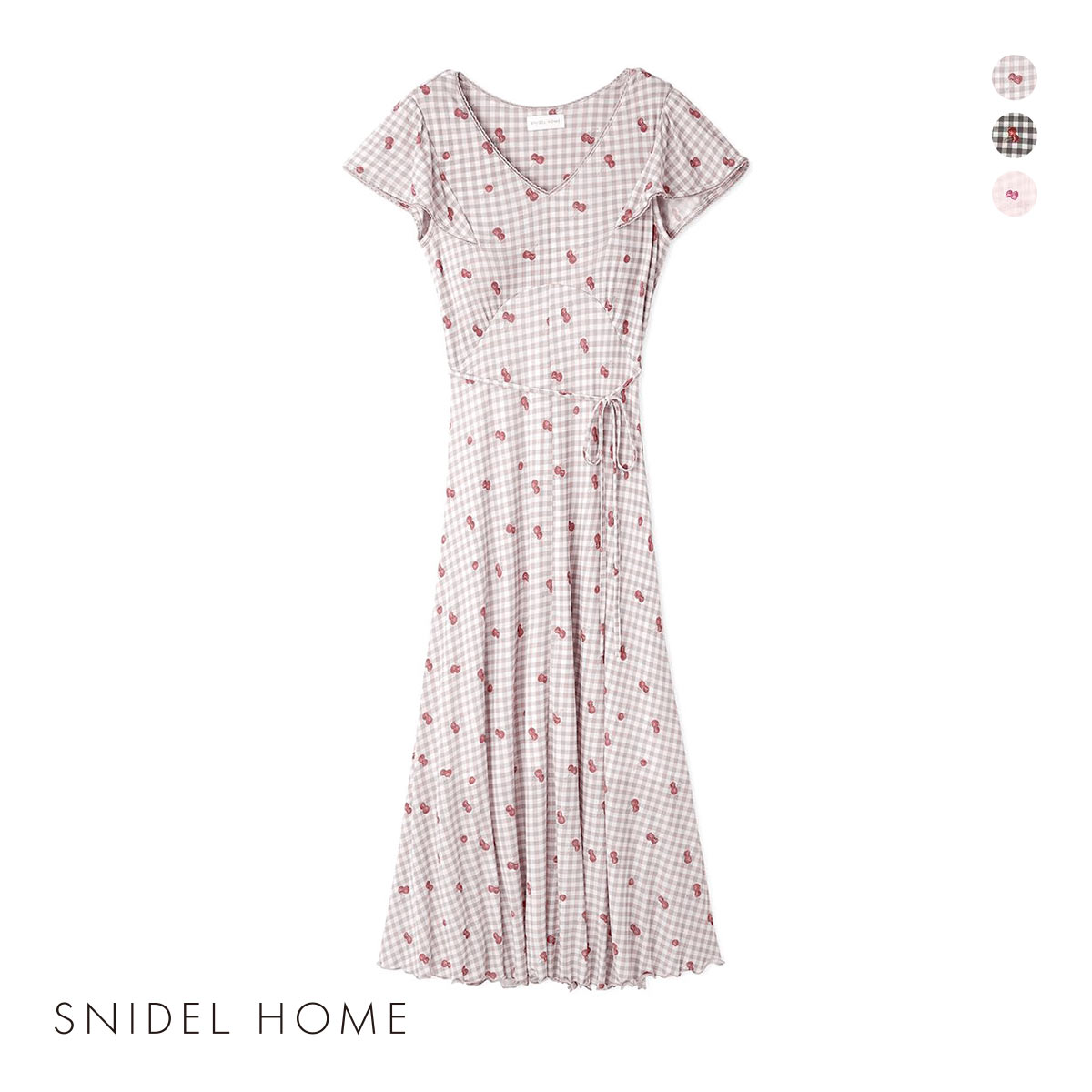 SNIDEL  カシュクールワンピース　パジャマ スナイデルホーム チェリーカシュクールワンピース パジャマ