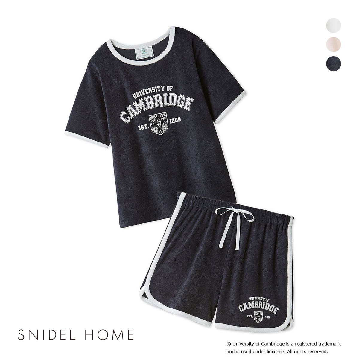 スナイデルホーム University of Cambridge パイルカット セットアップ パジャマ ルームウェア SNIDEL HOME ケンブリッジ大学(NV-ネイビー-Free)