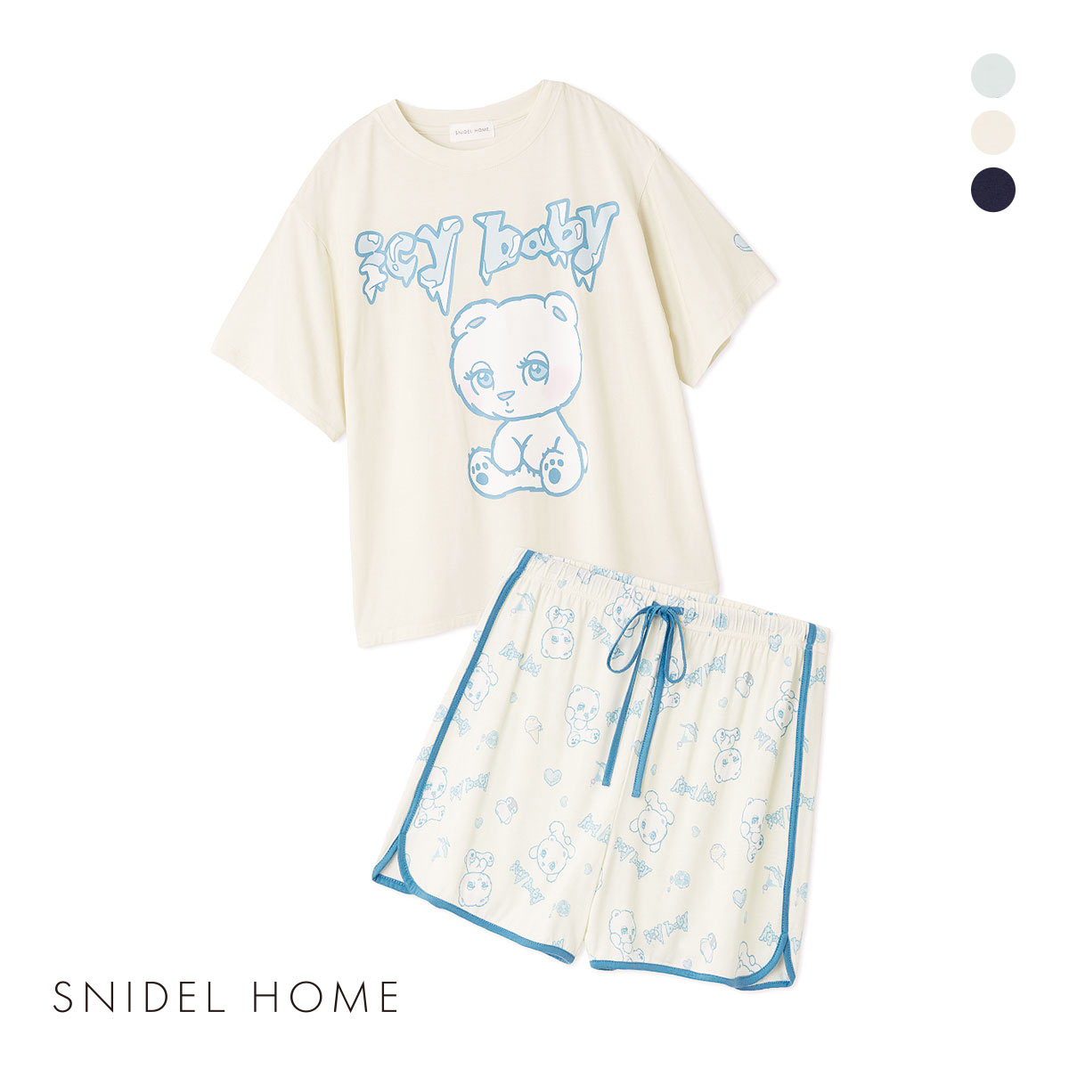 スナイデルホーム icy baby 接触冷感 Tシャツセットアップ パジャマ ルームウェア SNIDEL HOME(IV-アイボリー-Free)