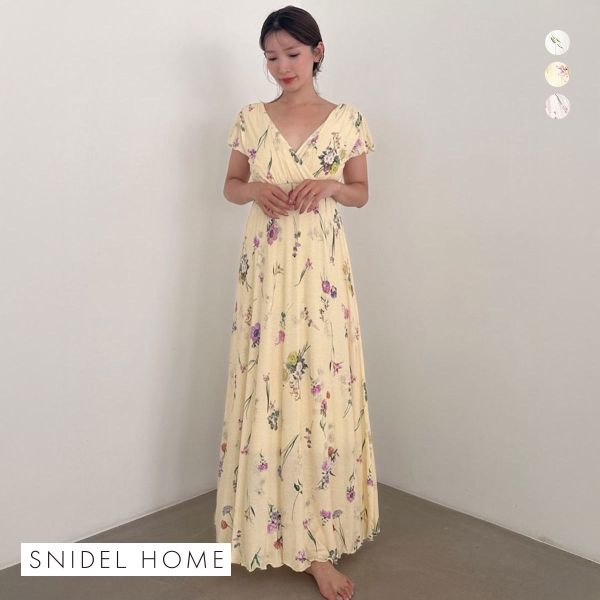スナイデルホーム 接触冷感 カット カシュクール カップ付き ワンピース SNIDEL HOME パジャマ ルームウェア