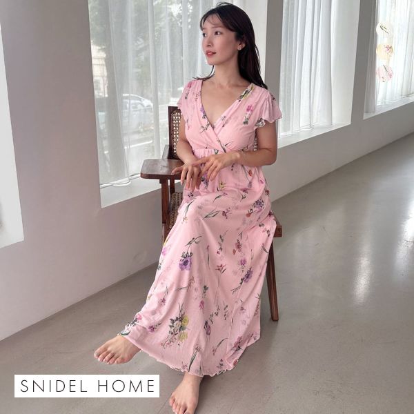 スナイデルホーム 接触冷感 カット カシュクール カップ付き ワンピース SNIDEL HOME パジャマ ルームウェア