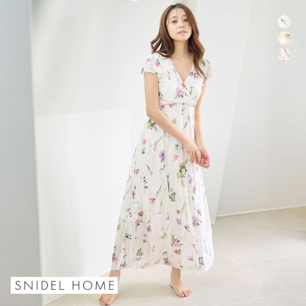 スナイデルホーム 接触冷感 カット カシュクール カップ付き ワンピース SNIDEL HOME パジャマ ルームウェア