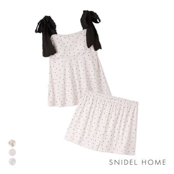 スナイデルホーム ショルダーリボンカットセットアップ 上下セット パジャマ ルームウェア SNIDEL HOME